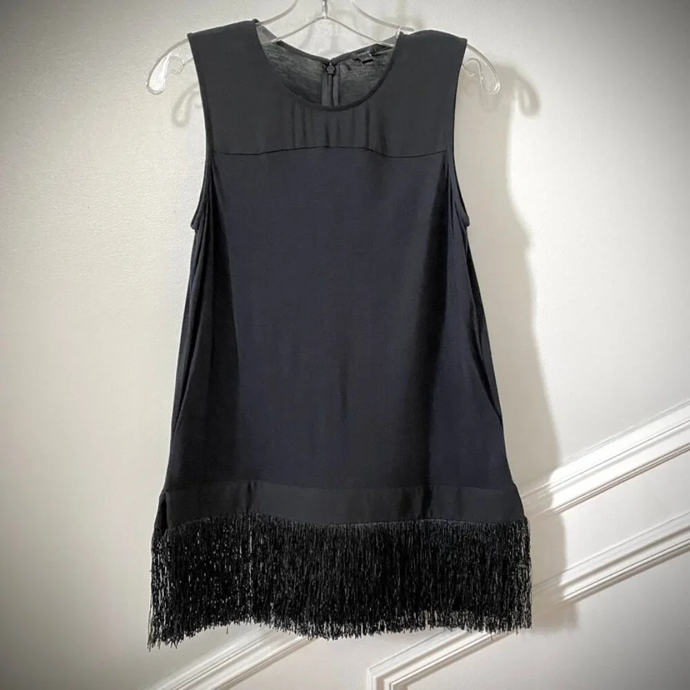 J. Crew Fringed Tank Top in Black, XS
